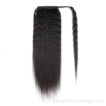 Drop Shipping Best Selling No Any Chemical Cuticle Aligned Virgin Brazilian Human Hair Ponytail